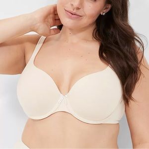Lane Bryant Cacique Cotton Lightly Lined T-Shirt Bra-Beige-44DD